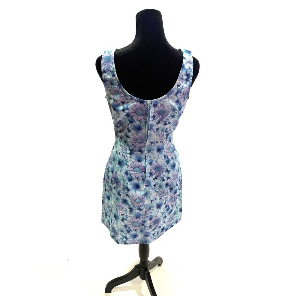 All that Jazz 90s Blue daisy floral retro poly sheath dress - Picture 4 of 6